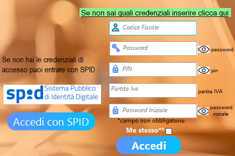 Schermata login WinScontrino Credenziali Fisconline
